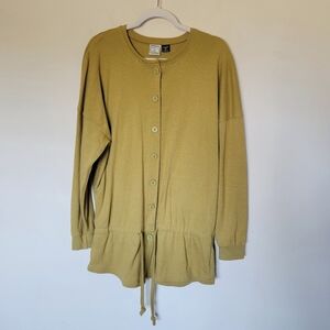 PAUL Et Duffier Vintage Button Down Cotton Top in Chartreuse